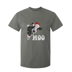 Christmas Cow T Shirt For Kid Funny Cow Lover Xmas Gift Farm TS10 Military Green Print Your Wear