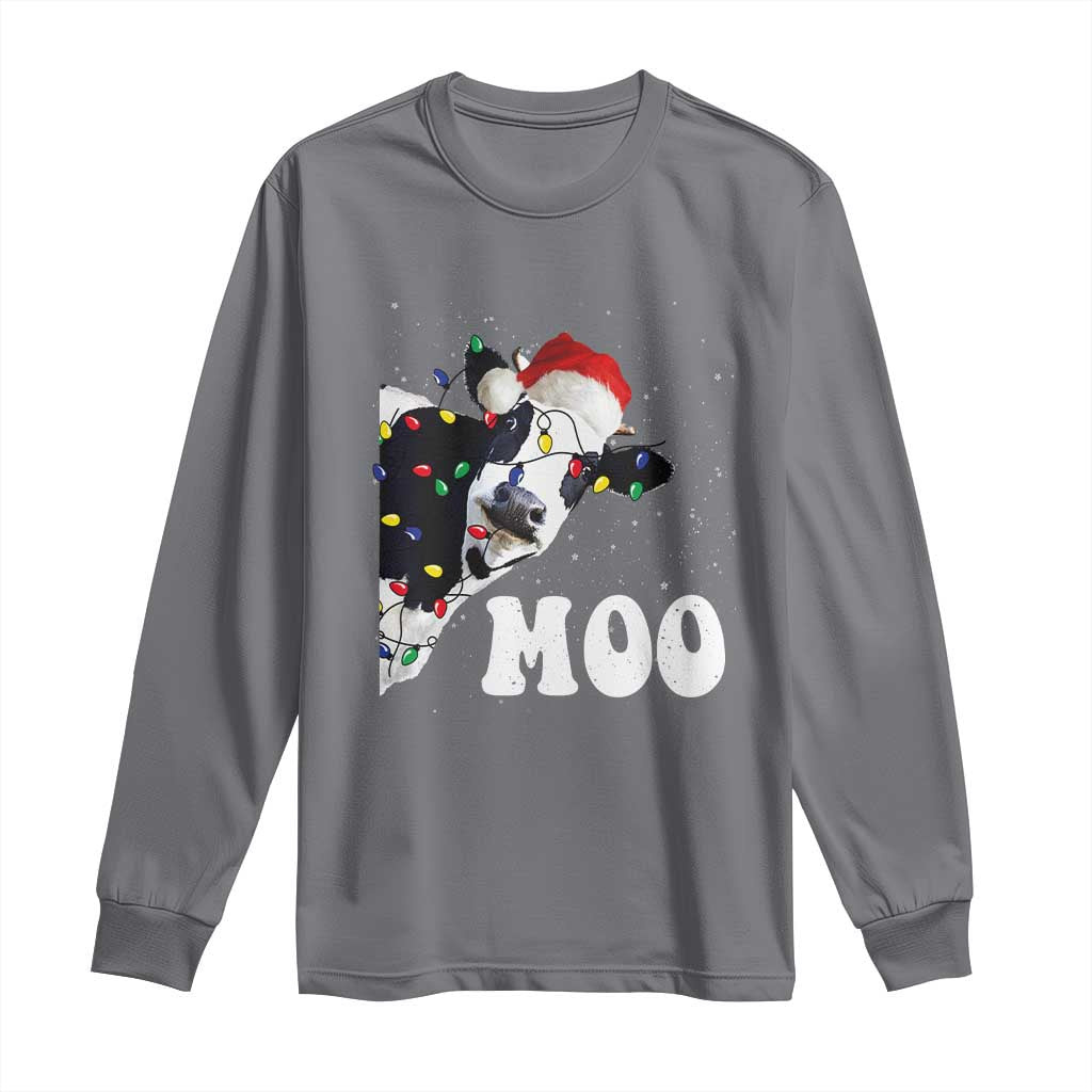 Christmas Cow Long Sleeve Shirt Funny Cow Lover Xmas Gift Farm TS10 Charcoal Print Your Wear