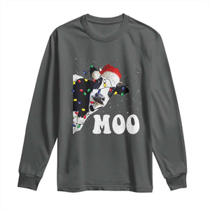Christmas Cow Long Sleeve Shirt Funny Cow Lover Xmas Gift Farm TS10 Dark Heather Print Your Wear