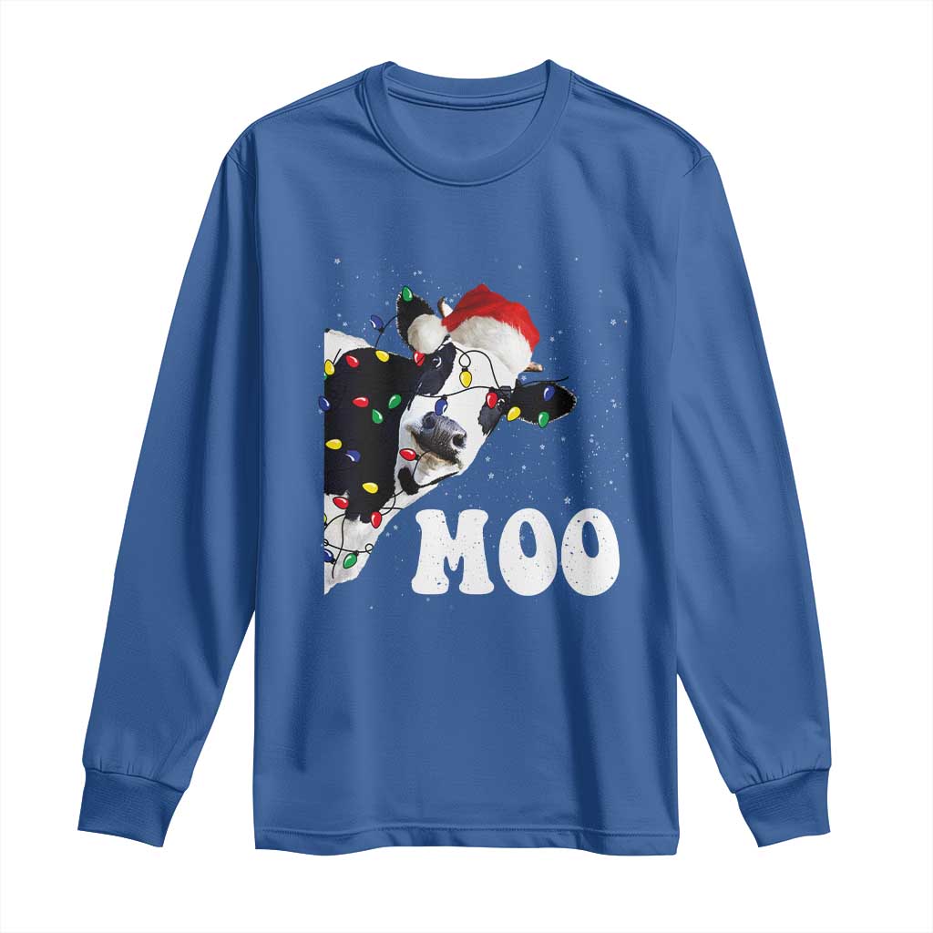 Christmas Cow Long Sleeve Shirt Funny Cow Lover Xmas Gift Farm TS10 Royal Blue Print Your Wear