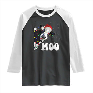 Christmas Cow Raglan Shirt Funny Cow Lover Xmas Gift Farm TS10 Black White Print Your Wear