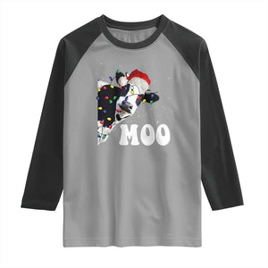 Christmas Cow Raglan Shirt Funny Cow Lover Xmas Gift Farm TS10 Sport Gray Black Print Your Wear