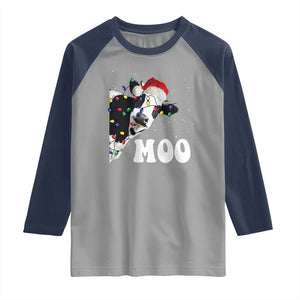 Christmas Cow Raglan Shirt Funny Cow Lover Xmas Gift Farm TS10 Sport Gray Navy Print Your Wear