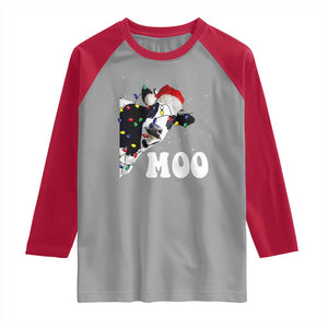 Christmas Cow Raglan Shirt Funny Cow Lover Xmas Gift Farm TS10 Sport Gray Red Print Your Wear
