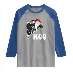 Christmas Cow Raglan Shirt Funny Cow Lover Xmas Gift Farm TS10 Sport Gray Royal Print Your Wear
