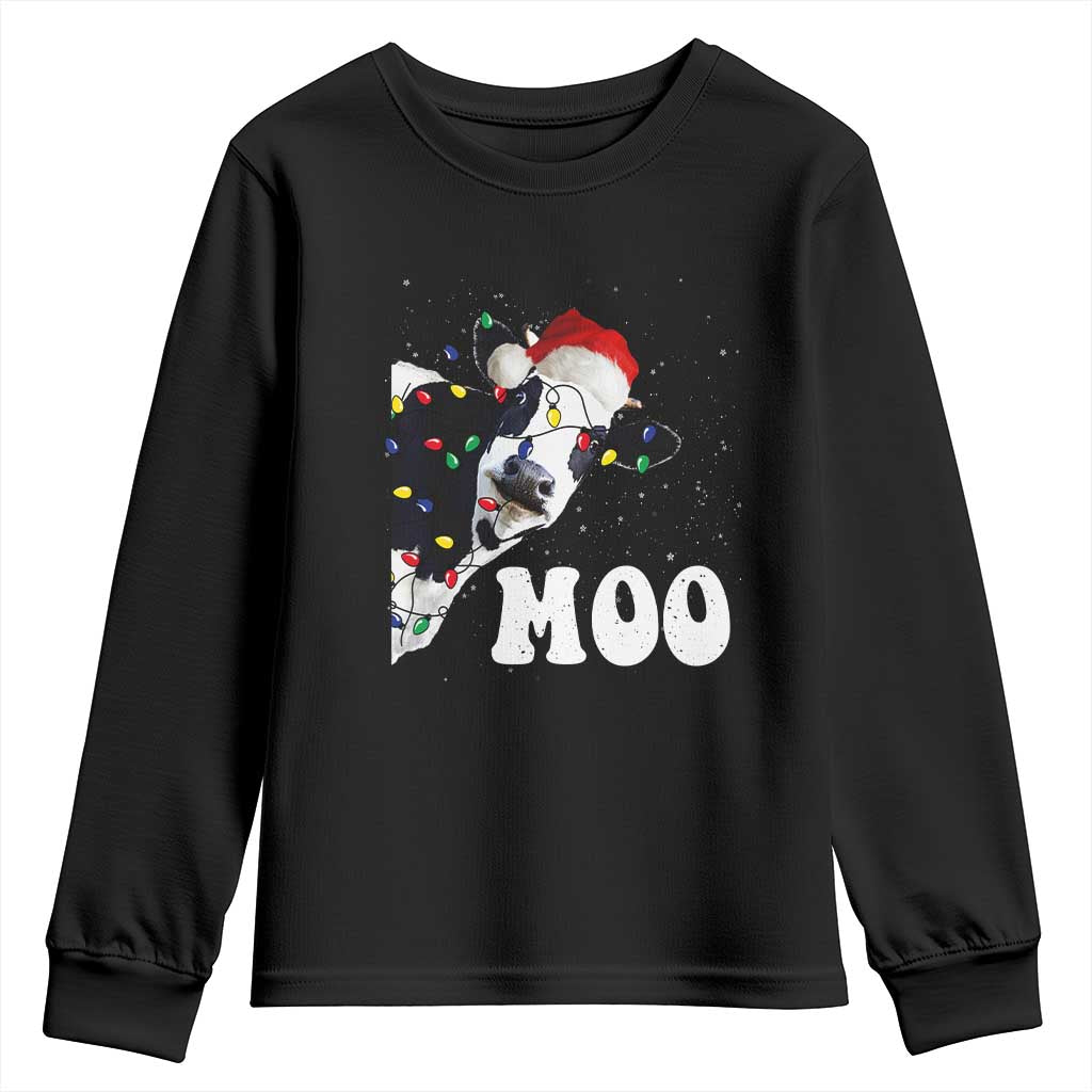 Christmas Cow Youth Sweatshirt Funny Cow Lover Xmas Gift Farm TS10 Black Print Your Wear