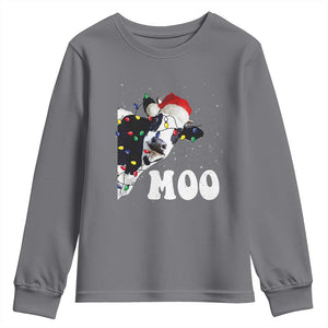 Christmas Cow Youth Sweatshirt Funny Cow Lover Xmas Gift Farm TS10 Charcoal Print Your Wear