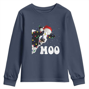 Christmas Cow Youth Sweatshirt Funny Cow Lover Xmas Gift Farm TS10 Navy Print Your Wear