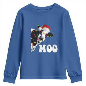 Christmas Cow Youth Sweatshirt Funny Cow Lover Xmas Gift Farm TS10 Royal Blue Print Your Wear
