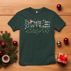 Christmas Dental T Shirt Red Santa Hat Teeth Funny Dentist Merry Xmas Lights TS10 Dark Forest Green Print Your Wear