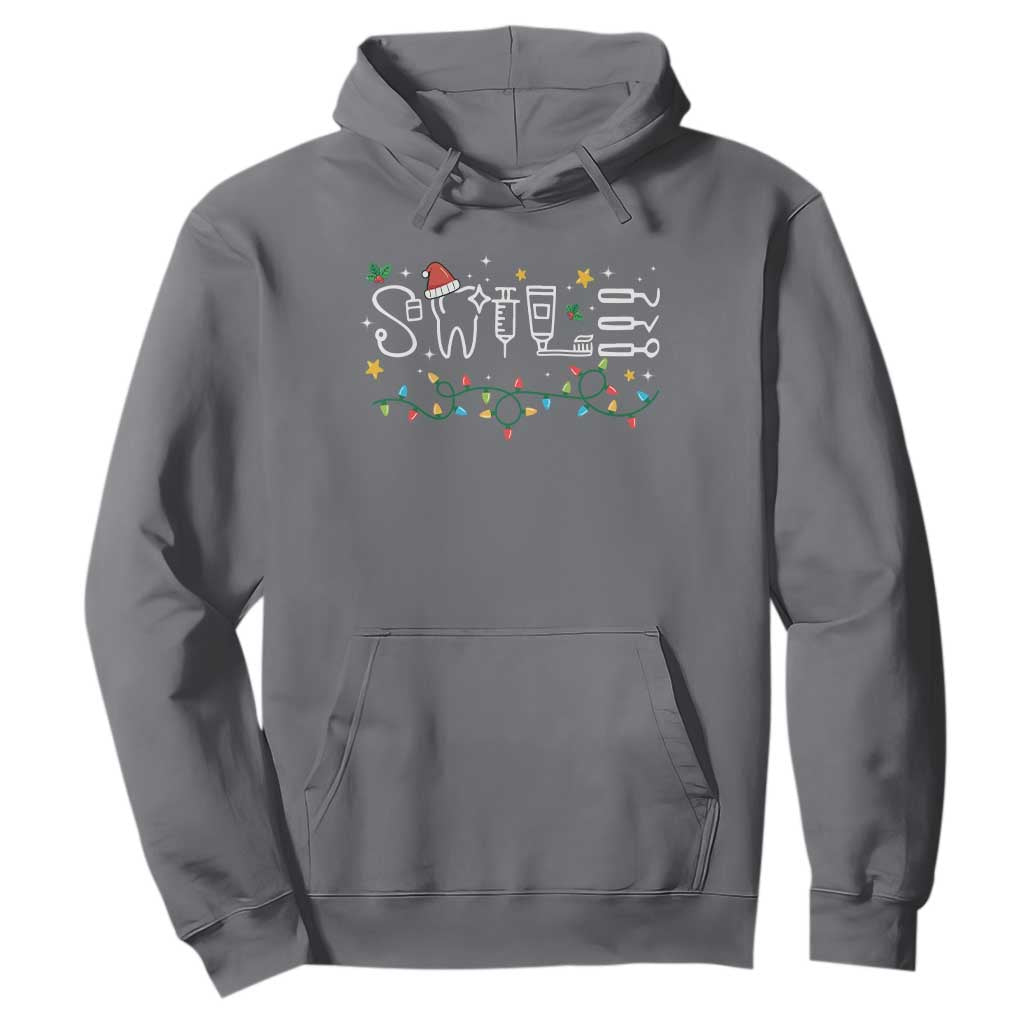Christmas Dental Hoodie Red Santa Hat Teeth Funny Dentist Merry Xmas Lights TS10 Charcoal Print Your Wear