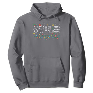 Christmas Dental Hoodie Red Santa Hat Teeth Funny Dentist Merry Xmas Lights TS10 Charcoal Print Your Wear