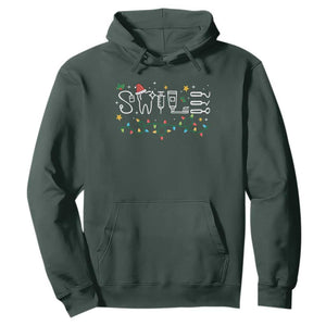 Christmas Dental Hoodie Red Santa Hat Teeth Funny Dentist Merry Xmas Lights TS10 Dark Forest Green Print Your Wear