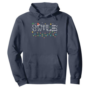 Christmas Dental Hoodie Red Santa Hat Teeth Funny Dentist Merry Xmas Lights TS10 Navy Print Your Wear