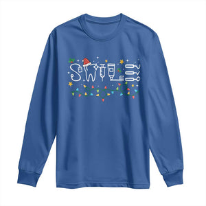 Christmas Dental Long Sleeve Shirt Red Santa Hat Teeth Funny Dentist Merry Xmas Lights TS10 Royal Blue Print Your Wear