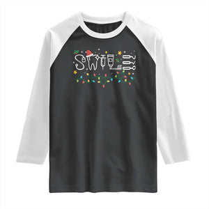 Christmas Dental Raglan Shirt Red Santa Hat Teeth Funny Dentist Merry Xmas Lights TS10 Black White Print Your Wear