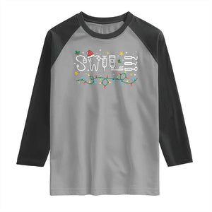 Christmas Dental Raglan Shirt Red Santa Hat Teeth Funny Dentist Merry Xmas Lights TS10 Sport Gray Black Print Your Wear
