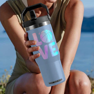 Basketball Lovers Flip Straw Tumbler Basketball Mom Sports Fan TS10 One Size: 30 oz Light Blue Print Your Wear