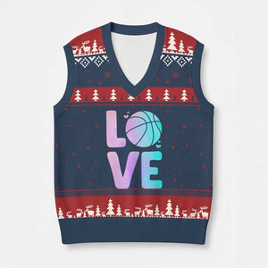 Basketball Lovers V-Neck Knit Sweater Vest Basketball Mom Sports Fan TS10 Navy Red Print Your Wear