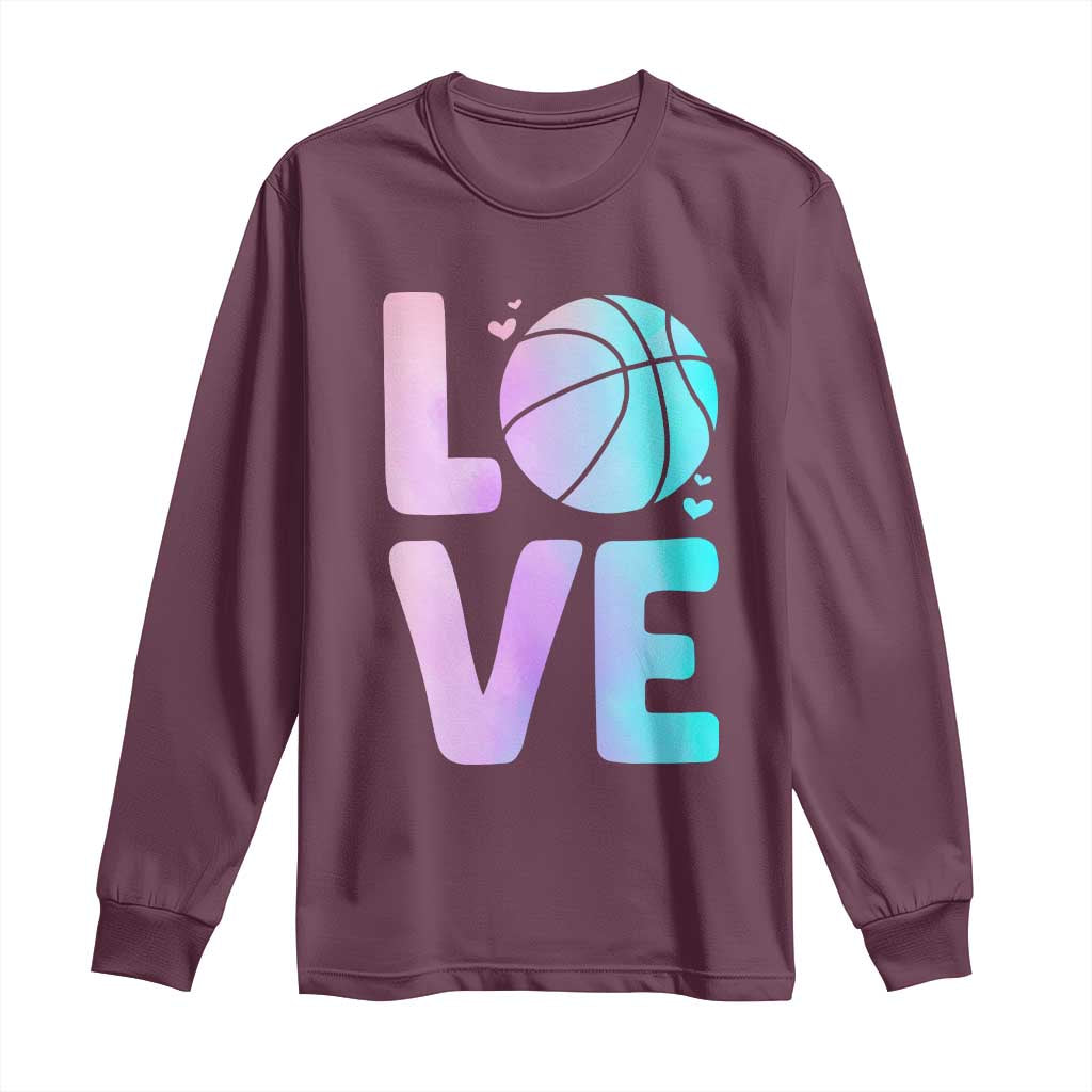 Basketball Lovers Long Sleeve Shirt Basketball Mom Sports Fan TS10 Maroon Print Your Wear