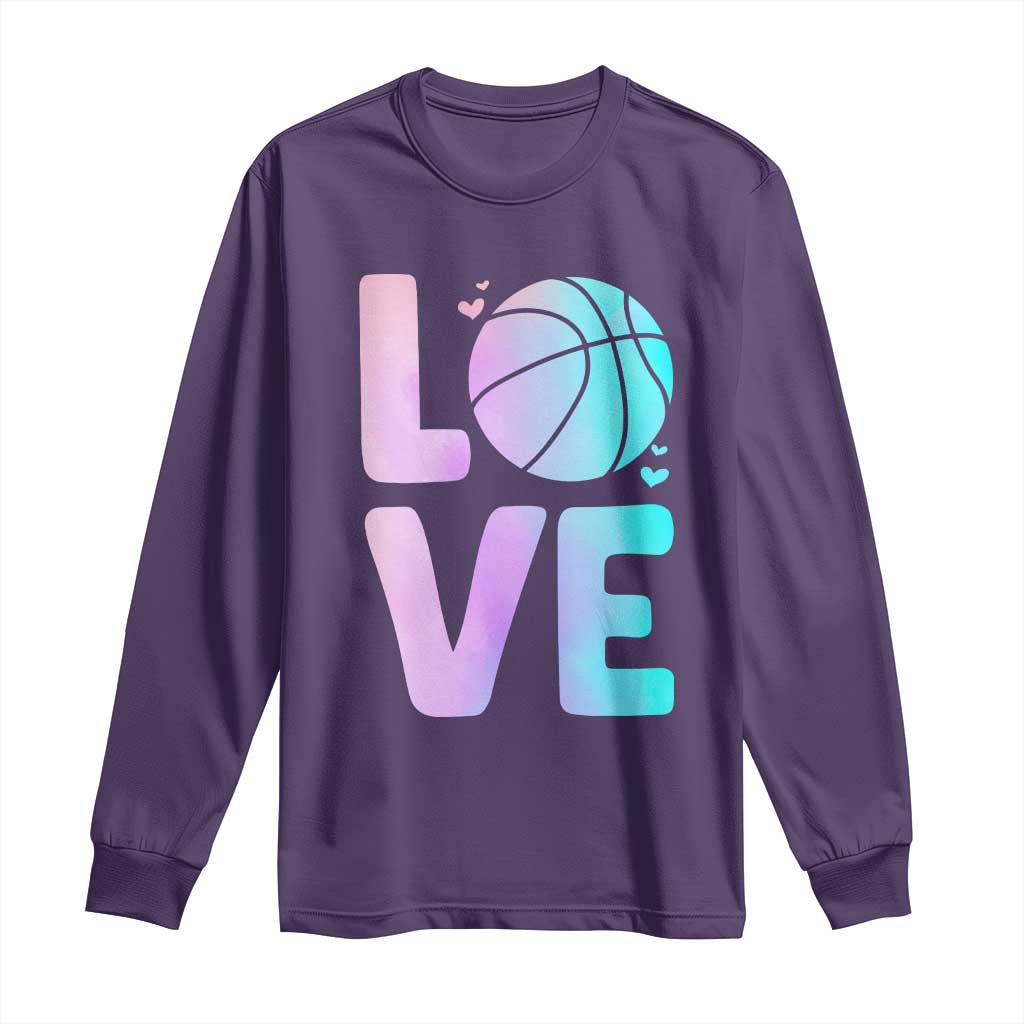 Basketball Lovers Long Sleeve Shirt Basketball Mom Sports Fan TS10 Purple Print Your Wear