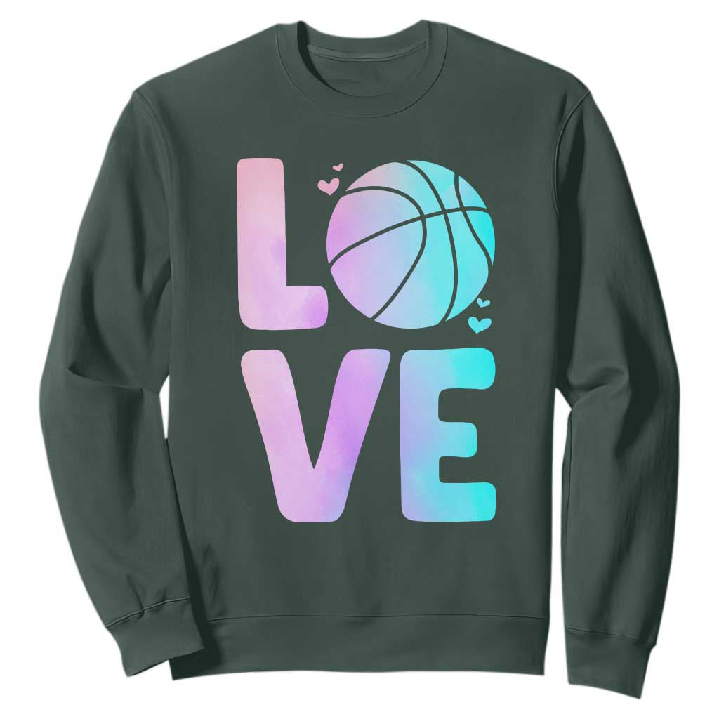 Basketball Lovers Sweatshirt Basketball Mom Sports Fan TS10 Dark Forest Green Print Your Wear