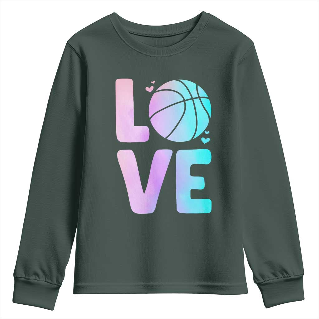 Basketball Lovers Youth Sweatshirt Basketball Mom Sports Fan TS10 Dark Forest Green Print Your Wear