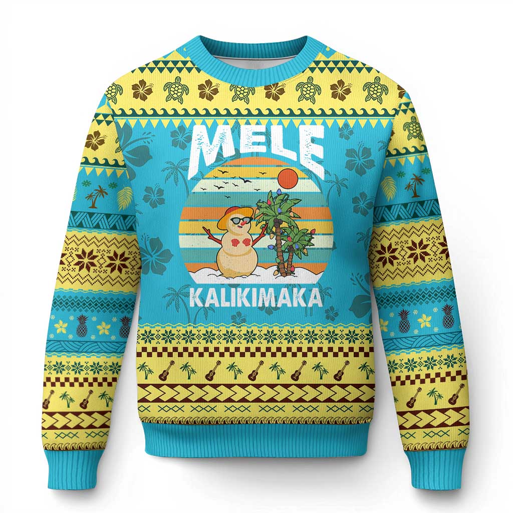 Mele Kalikimaka Hawaiian Ugly Christmas Sweater Beach Hawaii Xmas In July Tropical TS10 Hawaii Print Your Wear