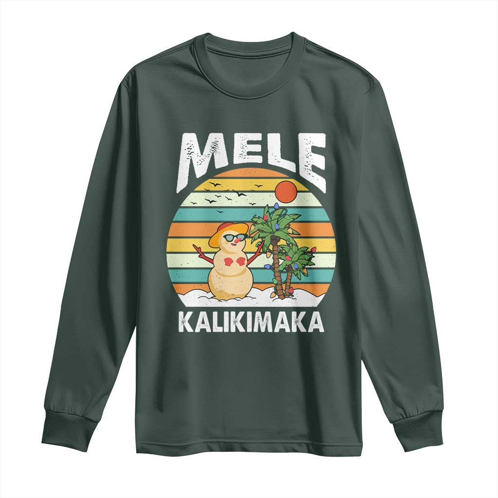 Mele Kalikimaka Hawaiian Christmas Long Sleeve Shirt Beach Hawaii Xmas In July Tropical TS10 Dark Forest Green Print Your Wear