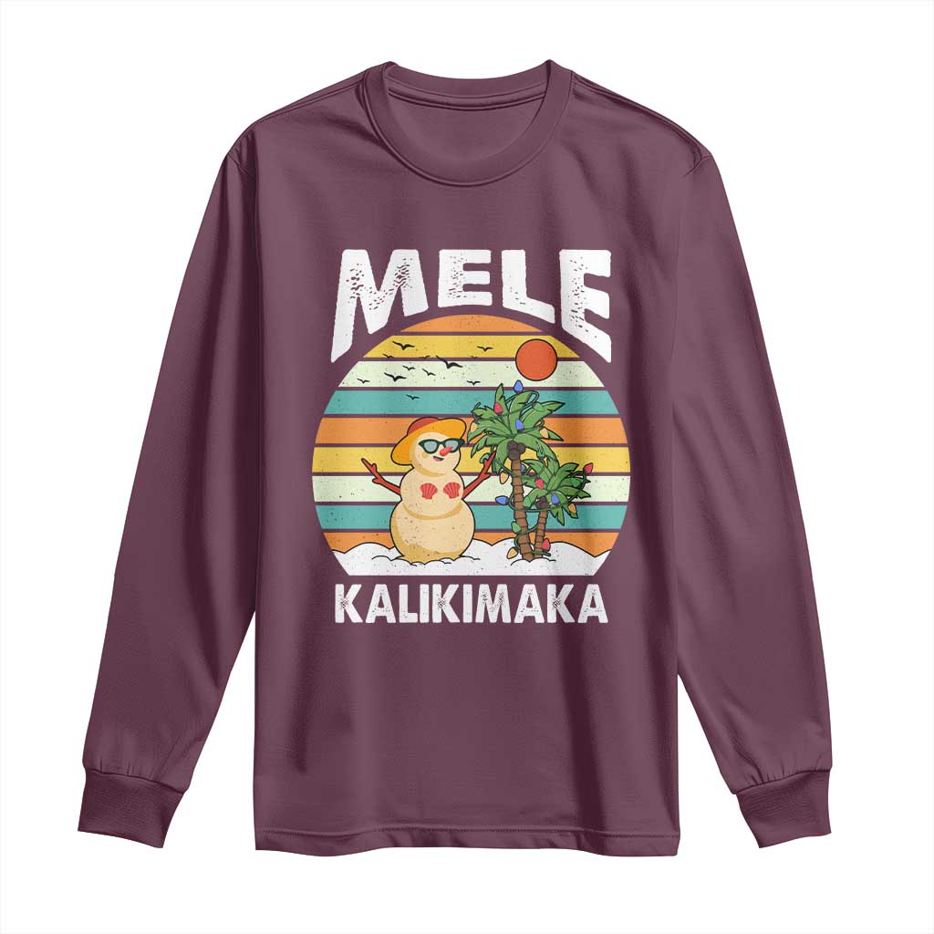 Mele Kalikimaka Hawaiian Christmas Long Sleeve Shirt Beach Hawaii Xmas In July Tropical TS10 Maroon Print Your Wear