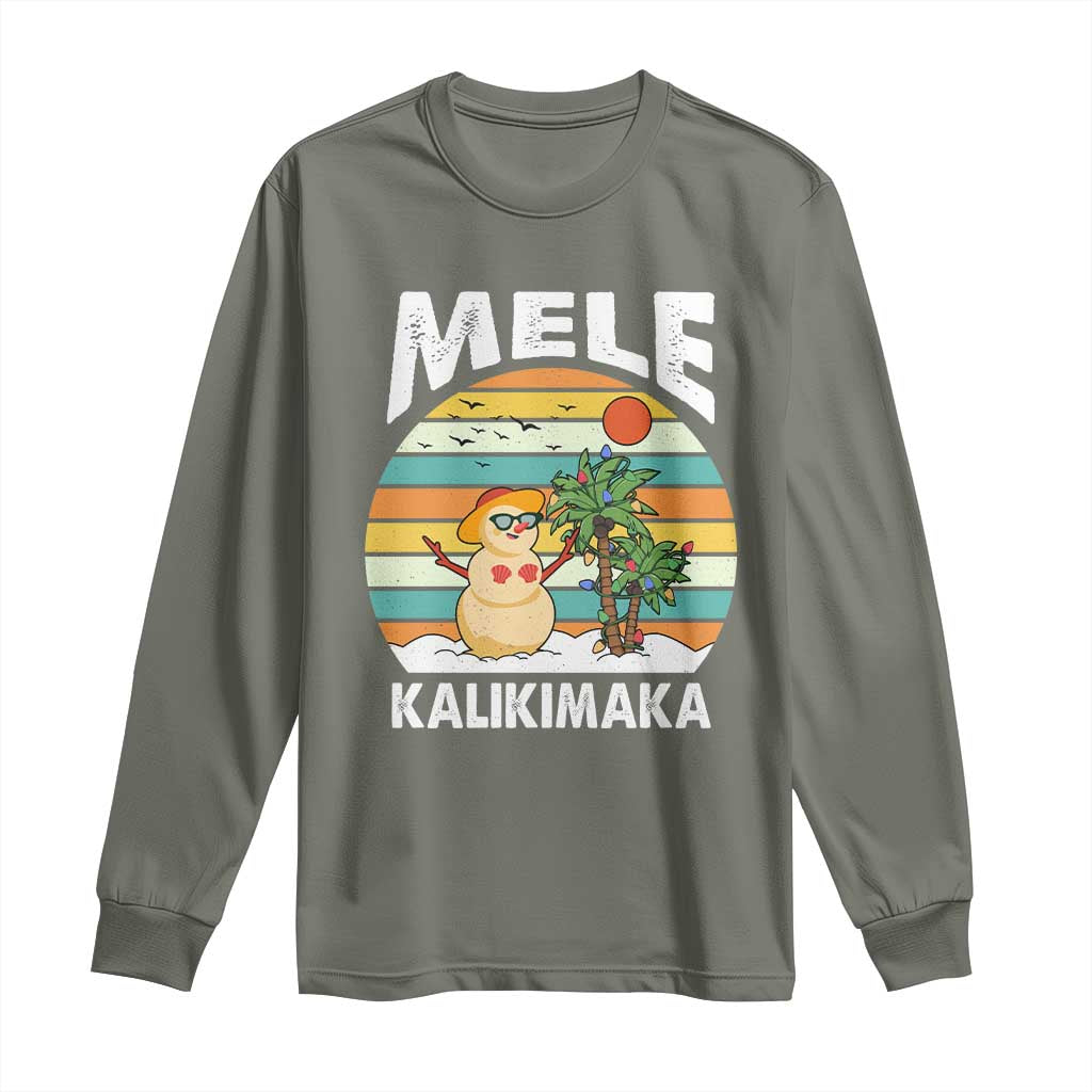 Mele Kalikimaka Hawaiian Christmas Long Sleeve Shirt Beach Hawaii Xmas In July Tropical TS10 Military Green Print Your Wear