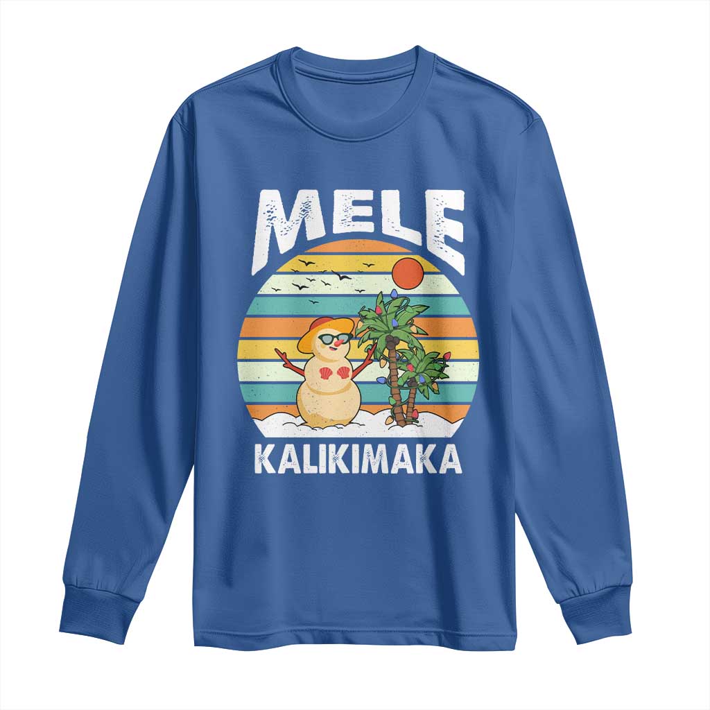 Mele Kalikimaka Hawaiian Christmas Long Sleeve Shirt Beach Hawaii Xmas In July Tropical TS10 Royal Blue Print Your Wear