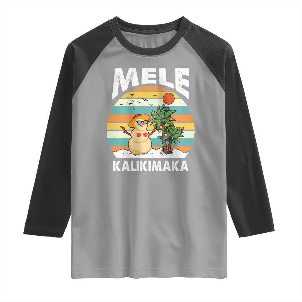 Mele Kalikimaka Hawaiian Christmas Raglan Shirt Beach Hawaii Xmas Tropical TS10 Sport Gray Black Print Your Wear