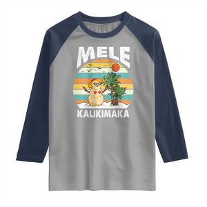 Mele Kalikimaka Hawaiian Christmas Raglan Shirt Beach Hawaii Xmas Tropical TS10 Sport Gray Navy Print Your Wear