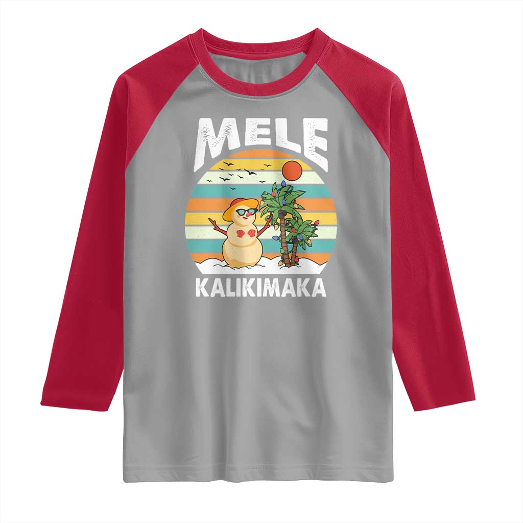 Mele Kalikimaka Hawaiian Christmas Raglan Shirt Beach Hawaii Xmas Tropical TS10 Sport Gray Red Print Your Wear