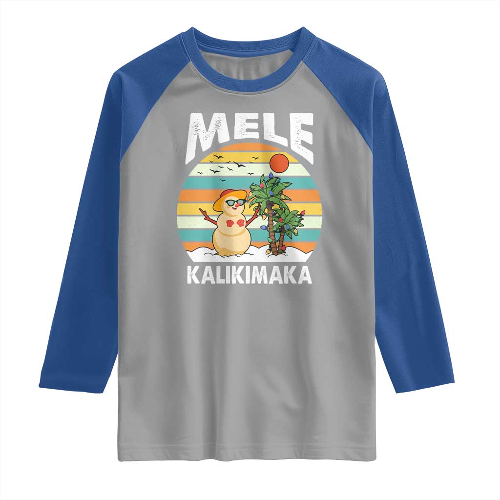 Mele Kalikimaka Hawaiian Christmas Raglan Shirt Beach Hawaii Xmas Tropical TS10 Sport Gray Royal Print Your Wear