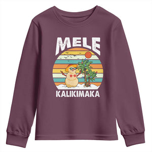 Mele Kalikimaka Hawaiian Christmas Youth Sweatshirt Beach Hawaii Xmas In July Tropical TS10 Maroon Print Your Wear