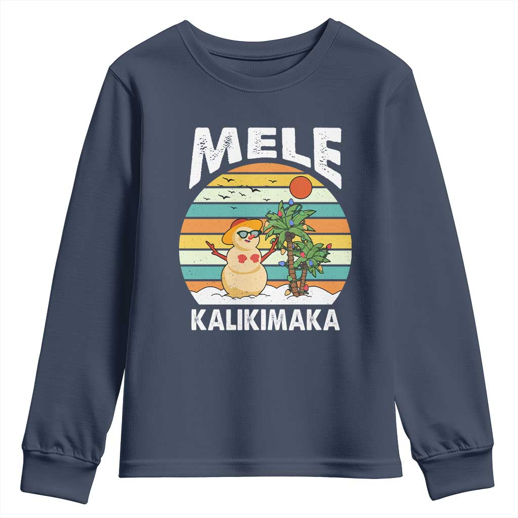 Mele Kalikimaka Hawaiian Christmas Youth Sweatshirt Beach Hawaii Xmas In July Tropical TS10 Navy Print Your Wear