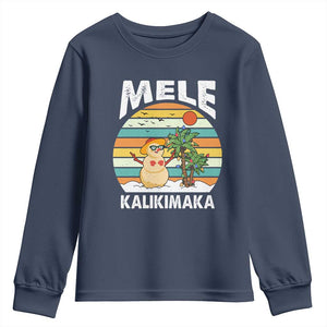 Mele Kalikimaka Hawaiian Christmas Youth Sweatshirt Beach Hawaii Xmas In July Tropical TS10 Navy Print Your Wear