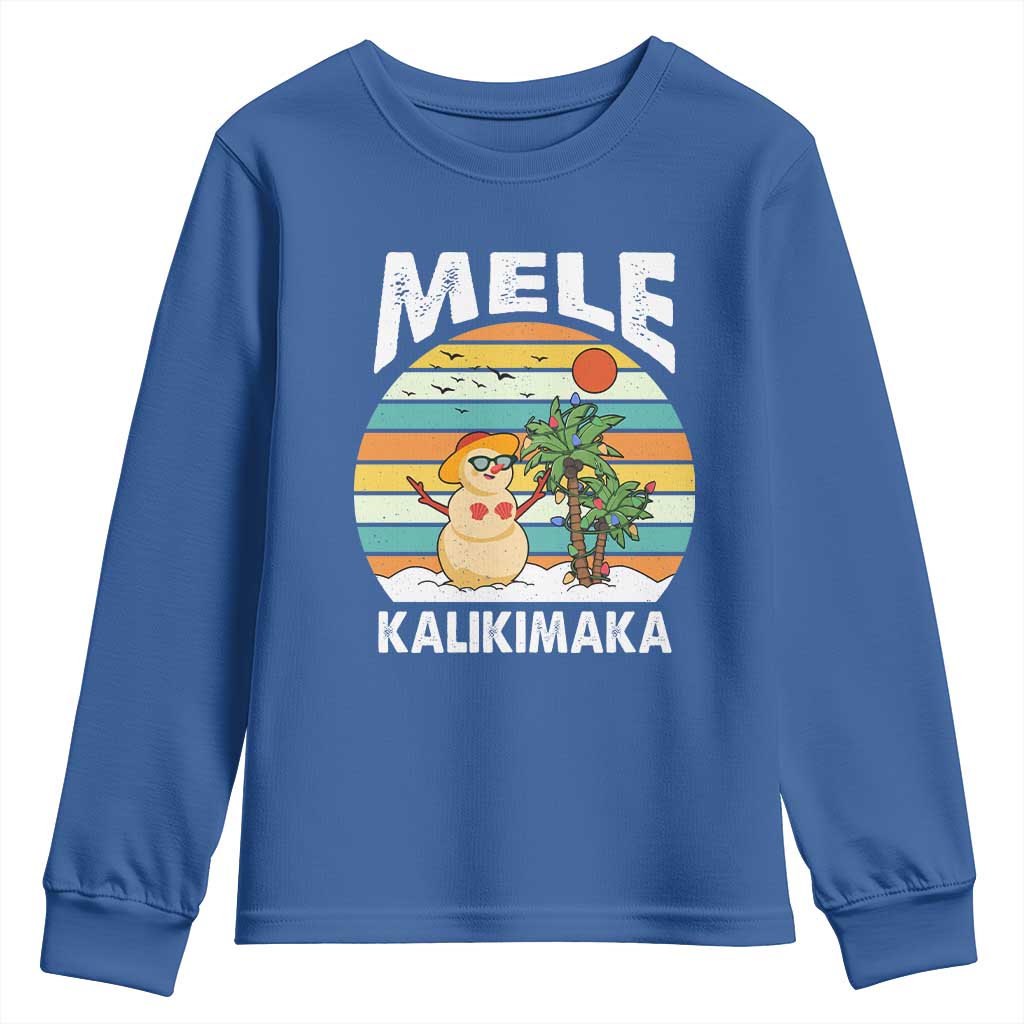 Mele Kalikimaka Hawaiian Christmas Youth Sweatshirt Beach Hawaii Xmas In July Tropical TS10 Royal Blue Print Your Wear