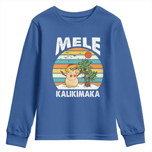 Mele Kalikimaka Hawaiian Christmas Youth Sweatshirt Beach Hawaii Xmas In July Tropical TS10 Royal Blue Print Your Wear