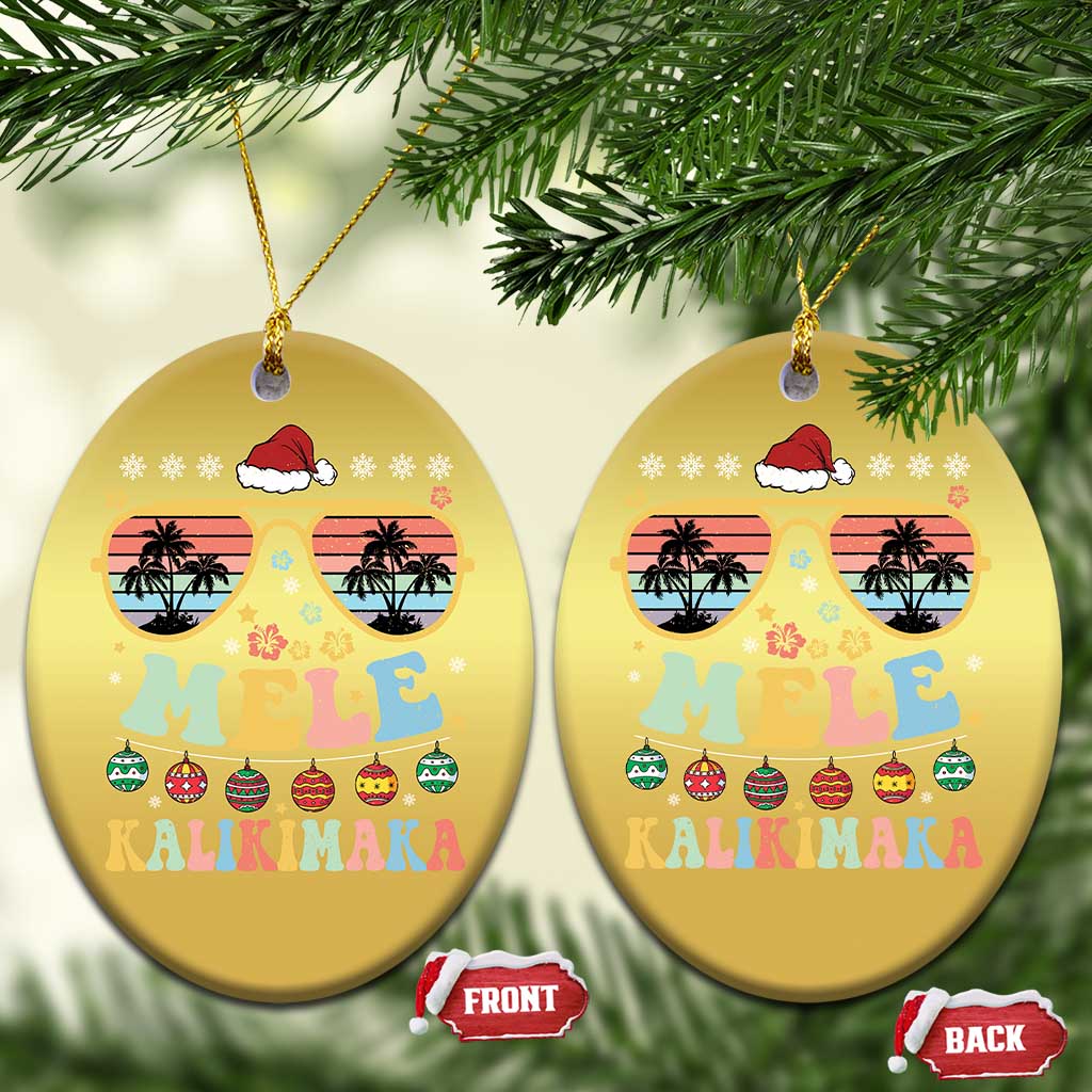 Santa Claus Sunglasses Beach Xmas In Hawaii Family Vacation Christmas Ornament Mele Kalikimaka TS10 Oval Gold Print Your Wear