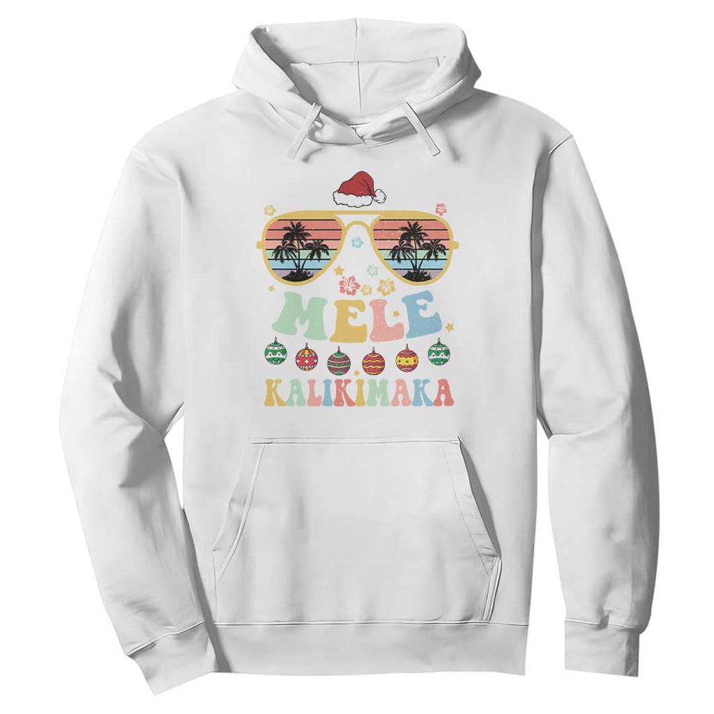 Santa Claus Sunglasses Beach Christmas In Hawaii Family Vacation Hoodie Mele Kalikimaka TS10 White Print Your Wear