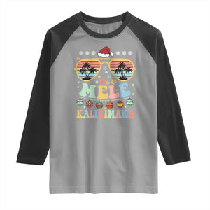 Santa Claus Sunglasses Beach Christmas In Hawaii Family Vacation Raglan Shirt Mele Kalikimaka TS10 Sport Gray Black Print Your Wear