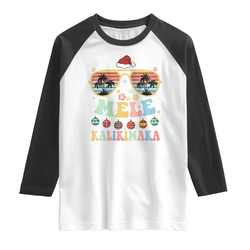 Santa Claus Sunglasses Beach Christmas In Hawaii Family Vacation Raglan Shirt Mele Kalikimaka TS10 White Black Print Your Wear