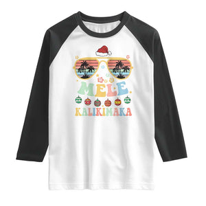 Santa Claus Sunglasses Beach Christmas In Hawaii Family Vacation Raglan Shirt Mele Kalikimaka TS10 White Black Print Your Wear
