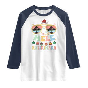Santa Claus Sunglasses Beach Christmas In Hawaii Family Vacation Raglan Shirt Mele Kalikimaka TS10 White Navy Print Your Wear