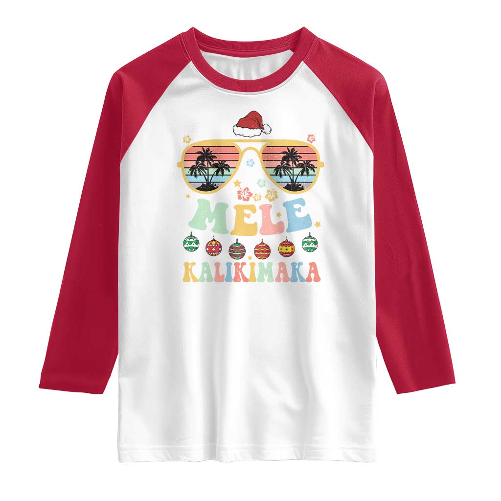 Santa Claus Sunglasses Beach Christmas In Hawaii Family Vacation Raglan Shirt Mele Kalikimaka TS10 White Red Print Your Wear
