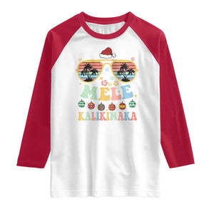 Santa Claus Sunglasses Beach Christmas In Hawaii Family Vacation Raglan Shirt Mele Kalikimaka TS10 White Red Print Your Wear