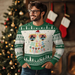 Santa Claus Sunglasses Beach Christmas In Hawaii Family Vacation Ugly Christmas Sweater Mele Kalikimaka TS10 Green Print Your Wear